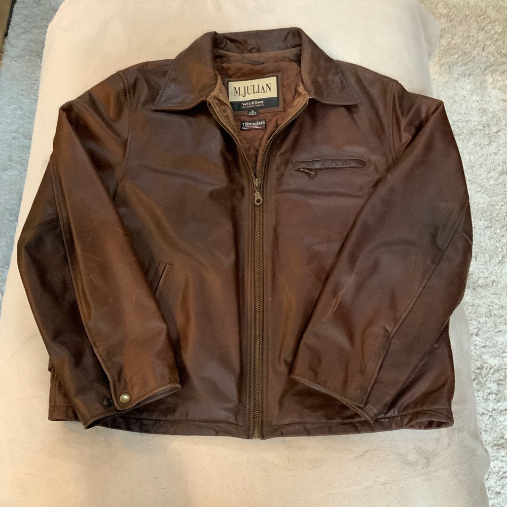 Wilson’s Brown L Leather Vintage Jacket Thinsulate removable liner Classic Y2K - Picture 1 of 12